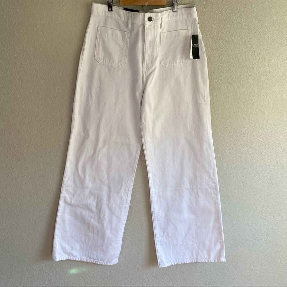 Ralph Lauren High Rise Wide Leg White Jeans
